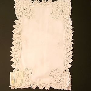 NEW White Battenburg Lace Placemats and Napkins, Cotton, Handmade, set for 4!